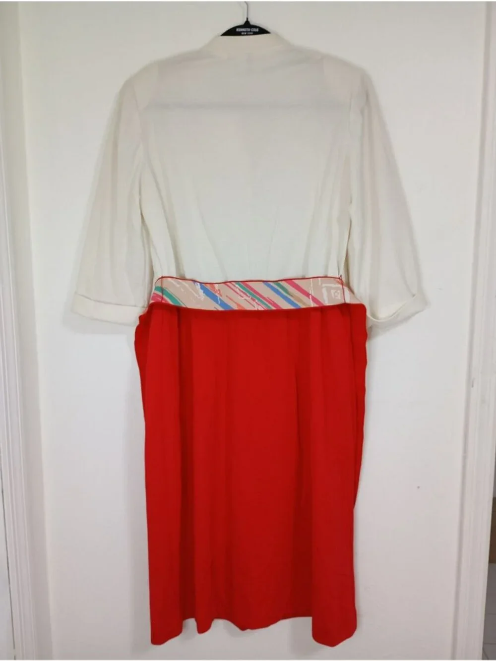 Vintage Leslie Fay Dress Abstract Side Panels 3/4 Sleeves Size 18 Made In USA - Picture 8 of 8